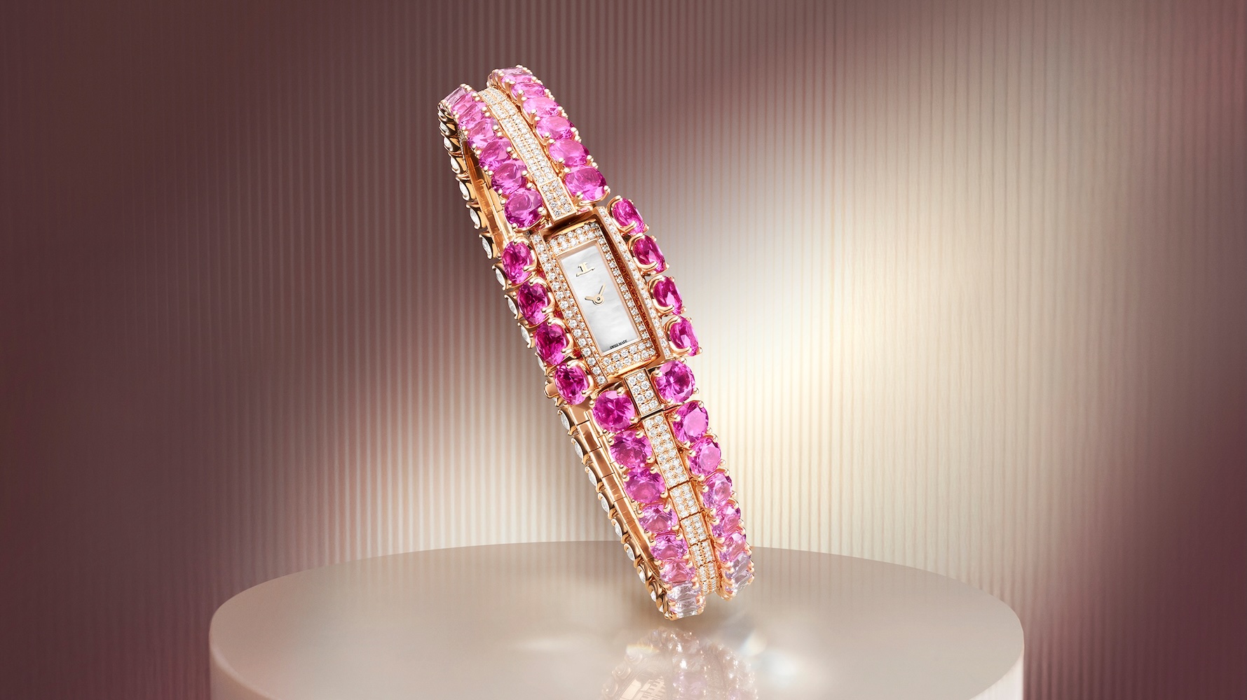 Jaeger-LeCoultre Hides Its Tiny Calibre 101 Beneath a Sea of Pink Sapphires
